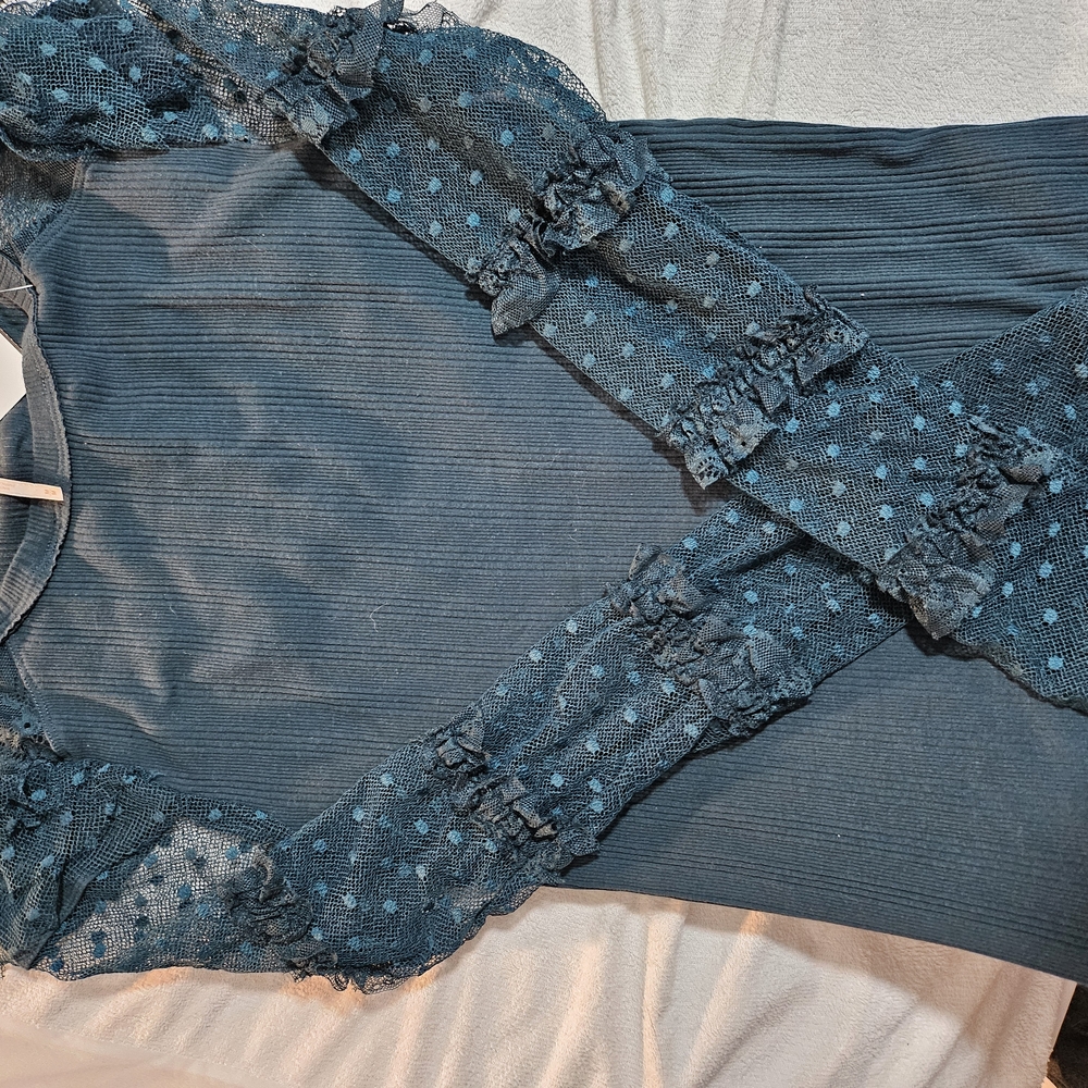 Elegant Blue Dress with Lace Details